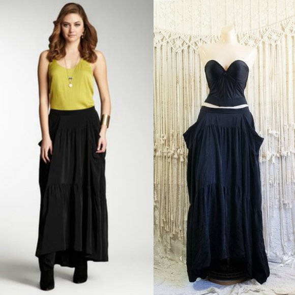 {euc} BCBGMaxAzria 100% Silk Witchy Goth Skirt 🌙